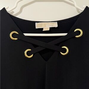 Michael Kors Black Top with Gold Grommet Detail